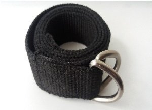 Black Cotton Canvas Webbing Belt with Titanium D-Ring Buckles